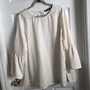 Du Jour Women Beige Scoop Neck Pullover Bell Sleeves Blouse Size XL New.